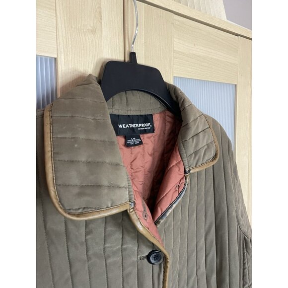 Weatherproof Women's Brown Full-Zip Quilted Long Sleeve Barn Coat Jacket Size L - Picture 2 of 6